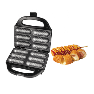 Machine à gaufres pour chien de maïs Machine à gaufres pour hot-dogs à cuisson double face avec plaques antiadhésives Faire <span class=keywords><strong>6</strong></span> mini tartes pour chiens de maïs en quelques <span class=keywords><strong>minutes</strong></span> - Product Image 1