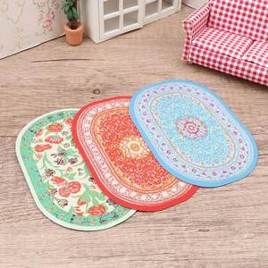 Tapis de <span class=keywords><strong>maison</strong></span> de poupée multicolore, accessoires de poupée, tapis miniature ovale rond, tapis tissé, <span class=keywords><strong>maison</strong></span> de jeu, style turc, revêtement de sol - Product Image 6