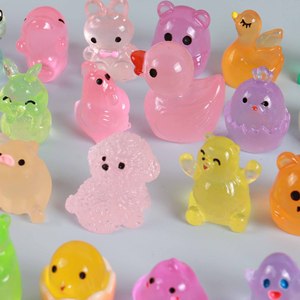 <span class=keywords><strong>Mini</strong></span>-sacs surprises d'animaux en résine, figurines de dessins animés transparentes assorties pour la décoration de micro-paysages et de jardins féeriques - Product Image 6
