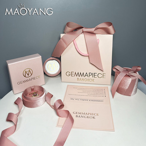 Tùy chỉnh đồ trang sức bao bì hộp Quà tặng đám cưới thời trang phong cách bông tai vòng Nhung hộp đồ trang sức màu hồng Giấy hộp đồ trang sức với túi - Product Image 4