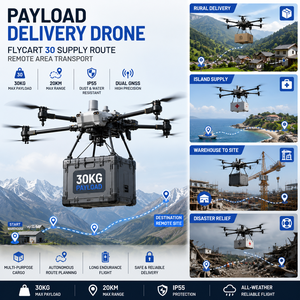 Drone de livraison FlyCart 30, véhicule aérien électrique pour opérations de transport de marchandises, de secours en zone rurale et en île, et d'approvisionnement d'entrepôt. - Product Image 1