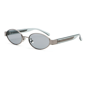 Lunettes de soleil ovales unisexes, style rétro, monture en métal doré de luxe, monture intégrale, verres anti-reflets de haute qualité UV400, vert foncé, tendance - Product Image 5