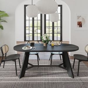 โต๊ะทานอาหารไม้สีดำล้วนหรูหราทันสมัยดีไซน์เป็นมิตรกับสิ่งแวดล้อมสำหรับห้องรับประทานอาหารที่ทันสมัย - Product Image 1