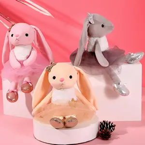 Großhandel Custom 39cm handgemachte Plüsch Ballerina Kaninchen Puppen mit schönen Kleid Osterhasen Ballett Tänzer Puppen
