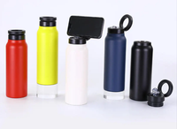 Bouteille d'eau avec couvercle magnétique, support magnétique pour téléphone portable