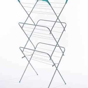 Séchoir à <span class=keywords><strong>linge</strong></span> pliable en métal à 3 niveaux de 15 m à prix avantageux pour la salle de bain avec cintre - Product Image 2