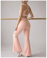 Ensemble de yoga personnalisé avec logo, pour femmes, 2 pièces, soutien-gorge de sport à col en V et dos croisé, leggings évasés à taille en V, tenue de sport pour la salle de gym