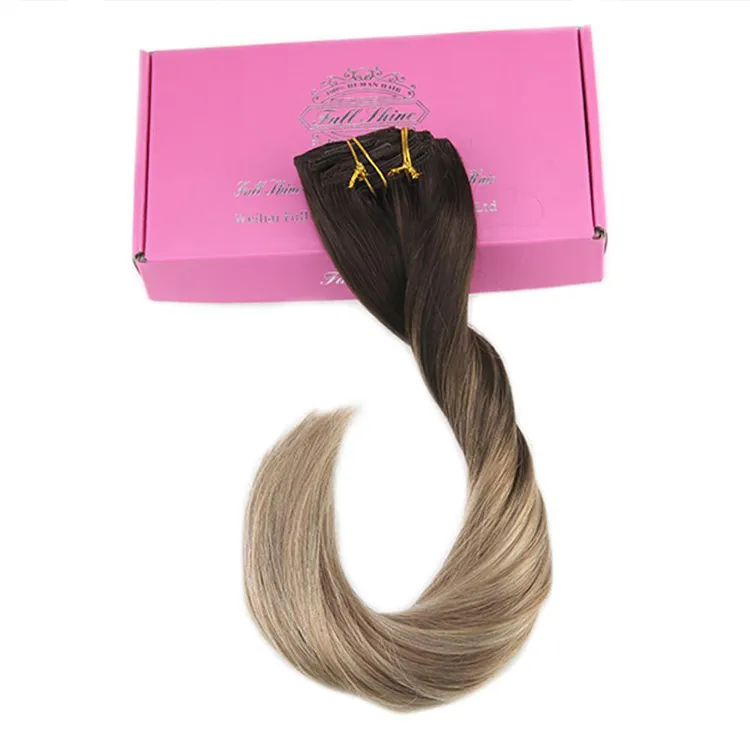wholesale Remy 100% clip in human hair extensions Double Drawn Human Hair clip in hair extensions