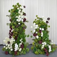 Arche de fleurs artificielles pour mariage, en soie, Anthurium, Hortensia, Orchidée, couleur Bourgogne, pour événements, fêtes, arrangements et décoration de toile de fond de mariage