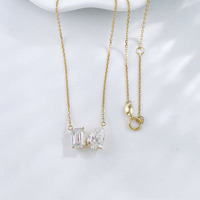 Collana con Pendente in Oro 18K e Diamanti Coltivati in Laboratorio per Donne, Doppio Diamante a Goccia e Quadrato, Catena alla Moda, Gioielli Raffinati, Collane Delicate