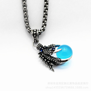 Yunnique – collier avec pendentif griffe de Dragon, boule de cristal bleue, forme d'animal, bijoux à la mode, cadeau pour hommes - Product Image 5