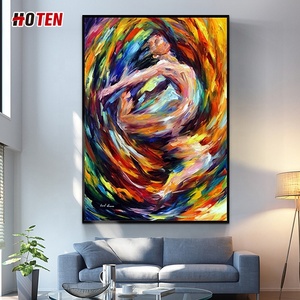 Peinture à l'huile originale sur toile, dos nu d'une jeune femme charmante, scène de danse abstraite sexy, pour la décoration de chambre à coucher - Product Image 4