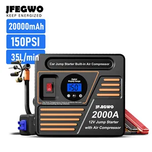 ODM Portable Jump Starter With Air Compressor 2000A Power Bank Tire Inflator Pump 12V Starting Device Car Booster