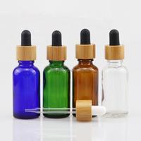 Couvercle en bois 5ml 10 ml 15ml 20 ml 30 ml 50ml 100ml 1 oz 30 ml huile essentielle sérum compte-gouttes en verre flacon noir opaque avec bouchon en bambou