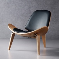 Fauteuil individuel en bois massif de style nordique, design artistique, chaise créative en forme de coquille d'avion, modèle Smile, très populaire sur internet