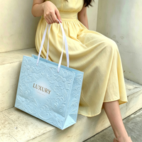 Sacs cadeaux de luxe en papier blanc de haute qualité, imprimés avec logo personnalisé, pour bijoux, vêtements et emballages cadeaux