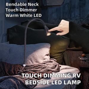 Lampe LED murale à col de cygne flexible 12V blanc chaud à intensité variable pour tête de lit de camping-car, caravane ou véhicule de loisirs - Product Image 2