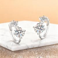 S925 gümüş küpe rodyum kaplama mizaç basit küpe DEF yuvarlak kesim moissanit küpe kadın 0.6ct