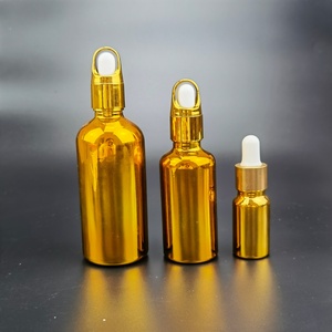 Flacons compte-gouttes en verre électroplaqué or brillant de luxe 5ml 10ml 15ml 20ml 30ml 50ml 100ml pour huiles essentielles - Product Image 1