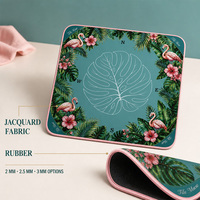 Tapis de Mahjong en feuille de palmier 31,5x31,5 pouces, motif flamant rose tropical, options de taille et de logo personnalisées pour les clubs de Mahjong