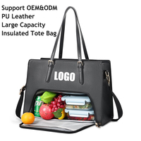 Sac fourre-tout matelassé pour ordinateur portable avec compartiment isotherme pour le déjeuner, personnalisable avec logo, idéal pour le travail et les pique-niques.