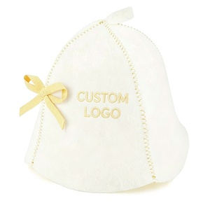 Gorro de Sauna de Felpa Bordado con Logotipo Personalizado, Estilo Lindo, Reutilizable, de Fieltro de Lana, para Spa y Baño Ruso, Protección Contra el Calor - Product Image 1