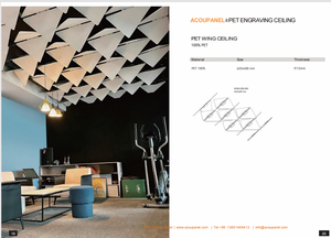 Panneaux acoustiques 3D modernes en PET léger à réduction de bruit (90 % NRC) pour plafond suspendu, insonorisants, pour salon et hôtel - Product Image 2