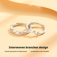 En stock, vente en gros, bague de couple en argent, cadeau 520, pour tous les styles, mode homme et femme