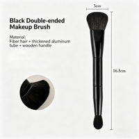Ensemble de pinceaux de maquillage vegan haut de gamme, blush et anticernes, poils synthétiques entièrement noirs, manche en bois, double face, qualité professionnelle