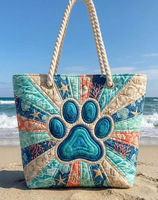 Sac de voyage matelassé portable en polyester brodé Série Marine, motif personnalisé étoile de mer et coquillage, sac multifonctionnel