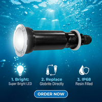 Lampu Kolam LED 12W 100FT IP68 RGBW Warna, Pengganti Pentair Globrite 1.5 Inch yang Disempurnakan, Bekerja dengan Pengontrol Otomatisasi Pentair