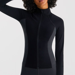 New Winter Design Waist Panel Color Contrast Non Slip Zipper Fitness Anti <strong>Pilling</strong> High Elastic <strong>Jacket</strong> for Women - Product Image 2