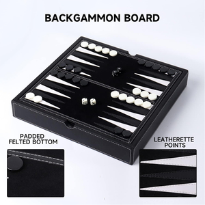 Ensemble combiné de jeu d'échecs, de dames et de backgammon 3 en 1 en cuir de qualité supérieure, jeu de stratégie classique pour enfants et adultes - Product Image 5