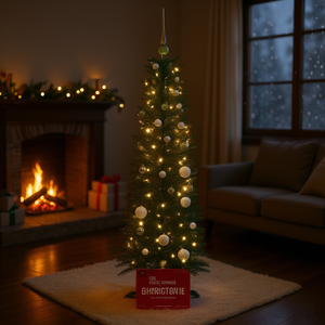 Albero di Natale Artificiale Cocobella 59 Pollici Verde con Luci LED Bianco Caldo Decorazione Festiva per Uso Interno Domestico - Product Image 2