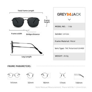 Lunettes de soleil aviateur Greyjack pour hommes, monture en métal, verres polarisés UV400 noirs, mode, protection solaire pour la conduite en extérieur - Product Image 3