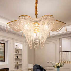 Lustre encastré en cristal européen postmoderne, éclairage LED pour plafond, 2700K, blanc chaud doux pour salon - Product Image 4