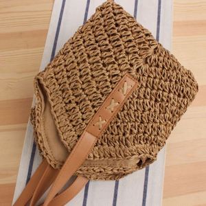 Nouveau sac tressé ajouré d'été, sac à bandoulière tendance en paille de papier, sac de plage pour femme - Product Image 3