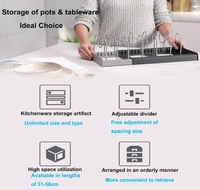 Organisateur de couvercle de casserole en métal réglable avec compartiment de rangement extensible avec support pour vaisselle