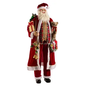 180Cm Levensgrote Staande Kerstman Kerst Display Decoratie Holding Presenteert Gift Bag Holiday Grote Display Decoratie Voor Thuis