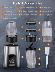 Blender professionnel <span class=keywords><strong>Silver</strong></span> <span class=keywords><strong>Crest</strong></span> 800W 2-en-1, mixeur puissant pour smoothies, <span class=keywords><strong>presse</strong></span>-agrumes, robot culinaire, approuvé CE FDA - Product Image 3
