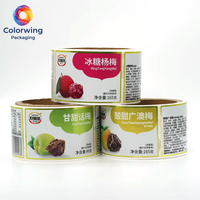 Étiquettes personnalisées en rouleau pour emballages alimentaires, autocollants OEM durables, faible MOQ, vente en gros gratuite pour bonbons, fruits confits, snacks, produits secs