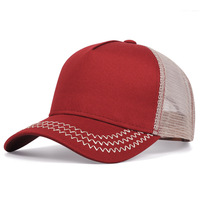 Casquette de camionneur personnalisée avec logo, respirante, à visière incurvée, 5 panneaux, en maille, personnalisable OEM