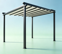 Pergola pliante extensible en PVC imperméable, auvent pour plage, camping, restaurant |   Structure en aluminium motorisée, revêtement poudré, 3x3