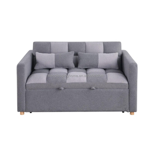 Simple Modern Style Dark Gray Soft Up-holstered Sofa <strong>Bed</strong> Furniture Living Room Couch Two Seat <strong>Pull</strong> <strong>Out</strong> Sofa <strong>Bed</strong> for Apartment - Product Image 4