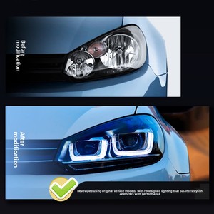 Faros LED Modificados de 12V para Golf 6 2010-2014, Diseño Ojo de Demonio con Luz Fluida, 4600 Lúmenes, 6000K, Diseño Ojo de Demonio Mejorado - Product Image 4