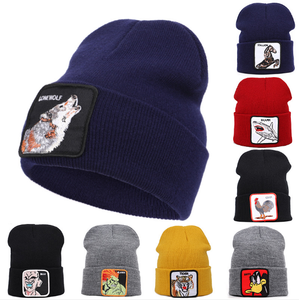 2019 <span class=keywords><strong>de</strong></span> punto sombreros sombrero estilos con animal invierno cálido bordado etiqueta Gallo <span class=keywords><strong>Lobo</strong></span> tiburón - Product Image 2
