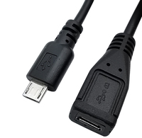 Câble micro USB mâle à femelle de 0.3m avec interrupteur marche/arrêt