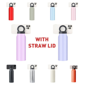 Portable Sports New Color Straw Lid Metal 24oz Insulated Thermos Water <b>Bottle</b> 32oz Tumbler <b>Flask</b> with Magnetic Phone Holder - Product Image 2