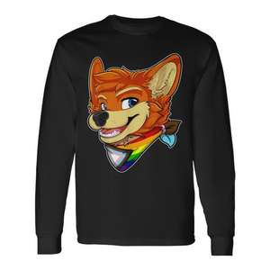 Camiseta de Manga Larga Unisex con Estampado Digital de Progress Pride de Furry Fox, Cuello Redondo, Ropa Promocional, Talla Adulto - Product Image 1