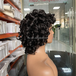 Parrucche di <span class=keywords><strong>Capelli</strong></span> Umani Ricci e Voluminosi <span class=keywords><strong>con</strong></span> <span class=keywords><strong>Frangia</strong></span>, Colore Marrone, <span class=keywords><strong>Capelli</strong></span> Remy, Ricci Fumi, Bob Corto, Ricci a Uovo, Parrucche Realizzate a Macchina per Donne - Product Image 5